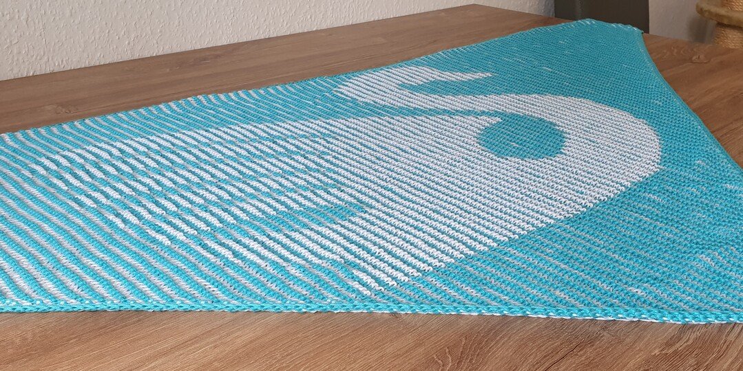 Schwan, Schattenstricken, Illusionsstricken, Motivtuch