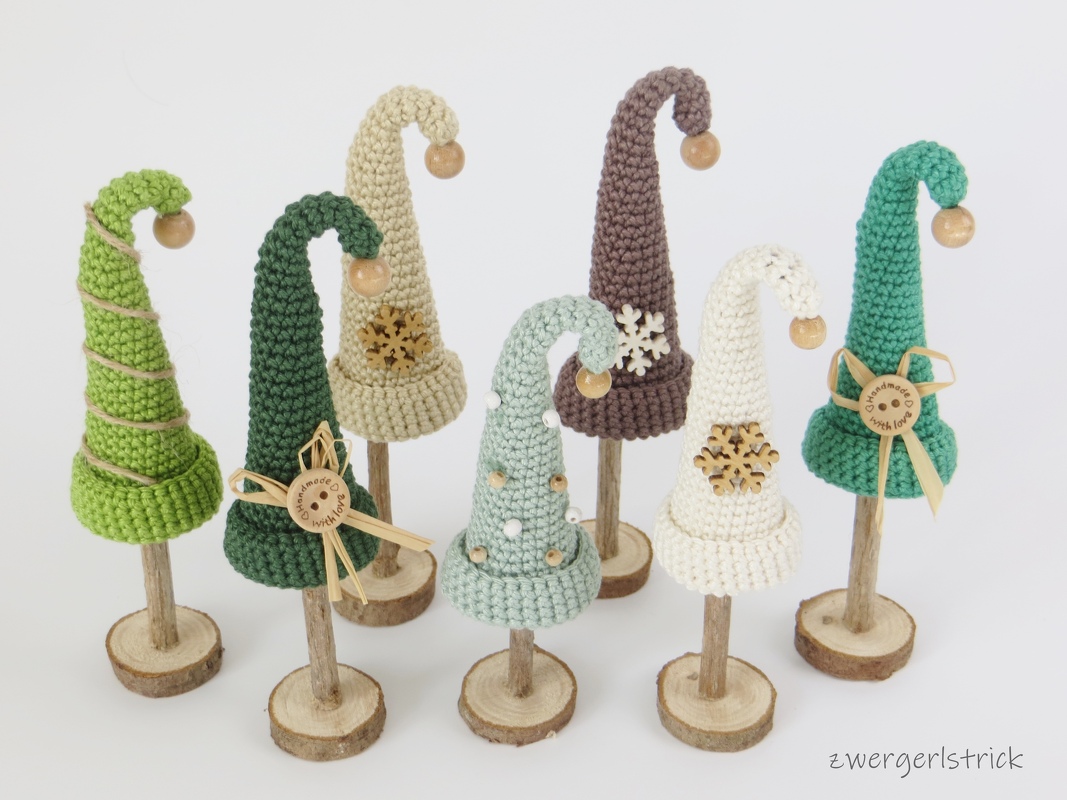 Häkelanleitung für kleine Zipfel-Tannenbäumchen und Anhänger