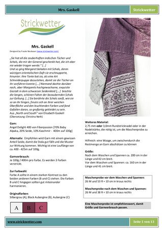 Mrs. Gaskell Wrap Knitting Pattern