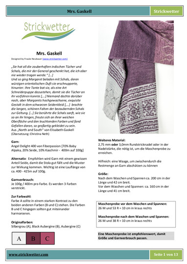 Stola Mrs. Gaskell, Strickanleitung