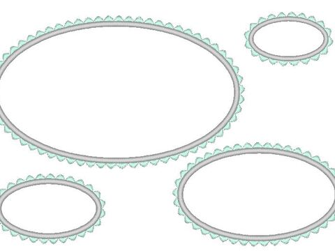 Stickdatei Button mit Wellenrand Rahmen in 7 Größen