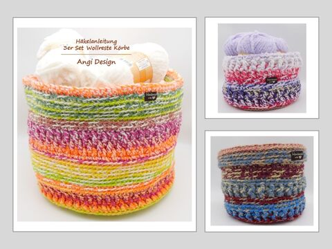 3er Set Wollreste Körbe