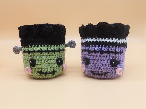 Frankenstein and Bride Pouches- Crochet Pattern
