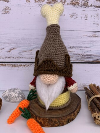 Crochet Pattern Thanksgiving Gnome with Turkey Leg