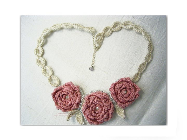 Schmuck häkeln, SET "Yo-Rose" , 4 Anleitungen, Rosendesign