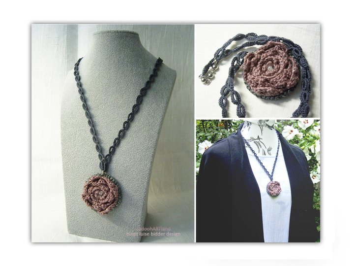 Schmuck häkeln, SET "Yo-Rose" , 4 Anleitungen, Rosendesign