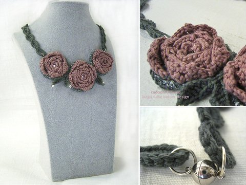 Schmuck häkeln, SET "Yo-Rose" , 4 Anleitungen, Rosendesign