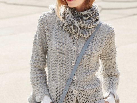 Häkelanleitung: Romantische Kaschmir-Jacke mit Popcornmaschen