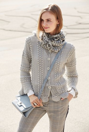 Häkelanleitung: Romantische Kaschmir-Jacke mit Popcornmaschen