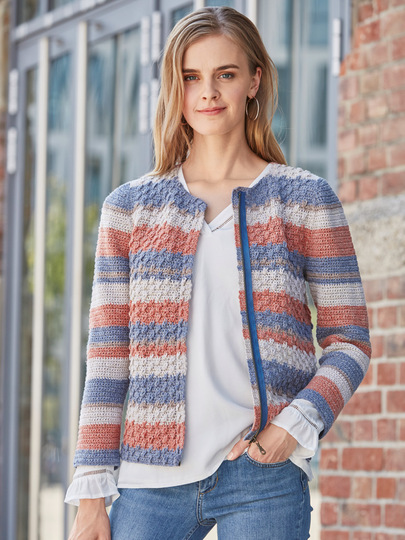 Häkelanleitung: Gestreifter Reißverschluss-Cardigan - klassisch und cool!