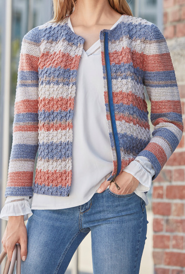 Häkelanleitung: Gestreifter Reißverschluss-Cardigan - klassisch und cool!