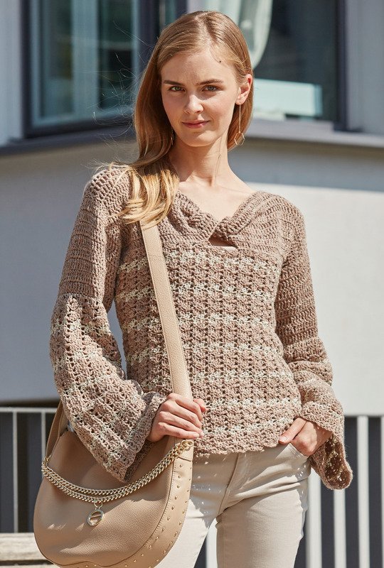 Häkelanleitung:  Häkelpulli mit geschlungenem Ausschnitt - Bild 3