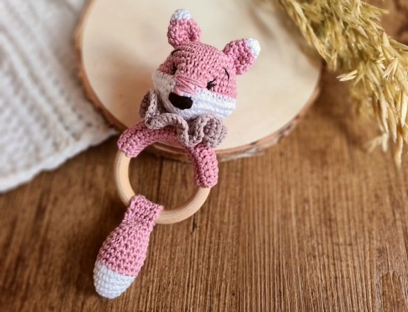 crochet pattern baby rattle fox