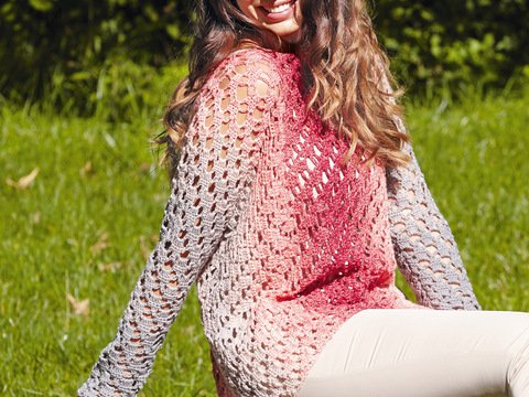 Häkelanleitung: Häkel-Pullover mit Fledermausärmeln und Farbverlauf