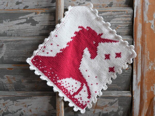Double Knitting Pattern Washcloth "Ella Unicorn"