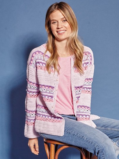 Häkelanleitung: Eiskremefarben für eine ausgefallen gemusterte Jacke