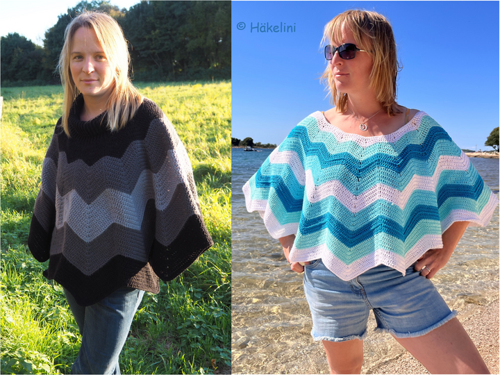 Poncho im Wellenmuster für Sommer oder Winter