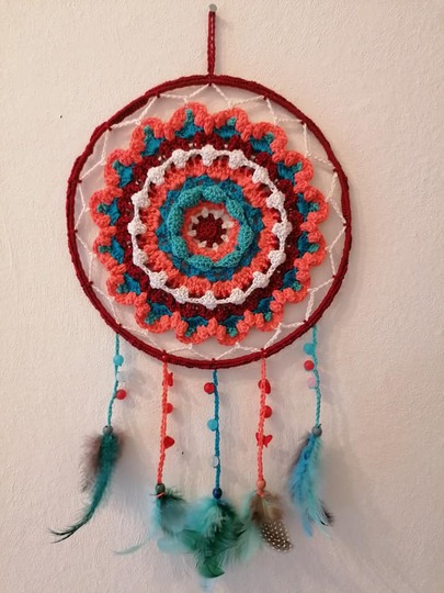 Häkelanleitung Traumfänger/Wandbild Mandala "Betthupferl"