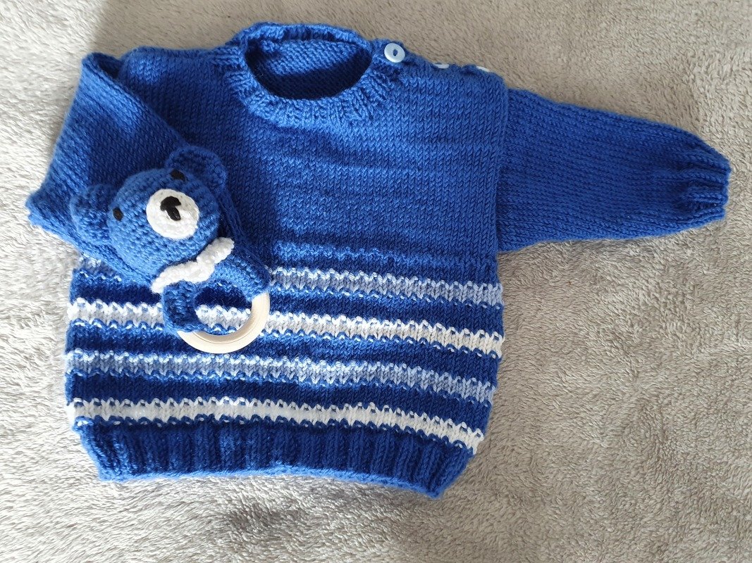Strickanleitung Baby Pulli ohne Seitennaht Größe 68/74!