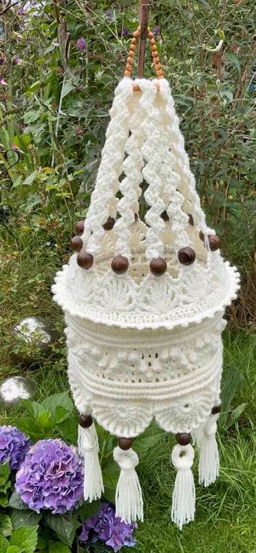 Lampion h&auml;keln: "Kamschapka" im Makrameestyle - Bild 5