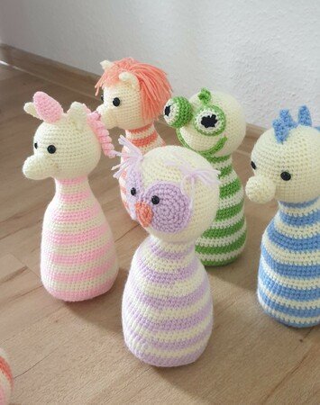 Scratch 2-in-1 Stapel & Kegel Spiel - Holzspielzeug Für Kinder Ab 3 Jahren, 6 Tiere & 3 Kugeln