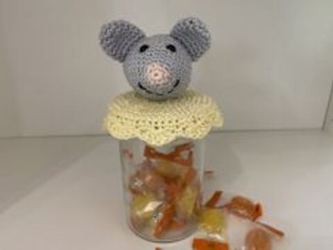 Häkelanleitung - Deckelbezug "Maus"