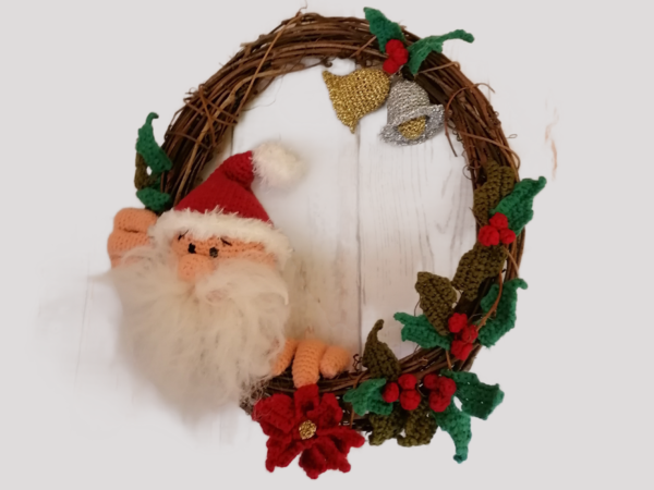 Santa Wreath. Xmas door decor. Crochet pattern