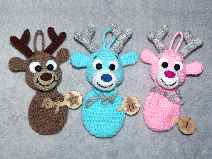 Häkelanleitung Adventskalender Rentier