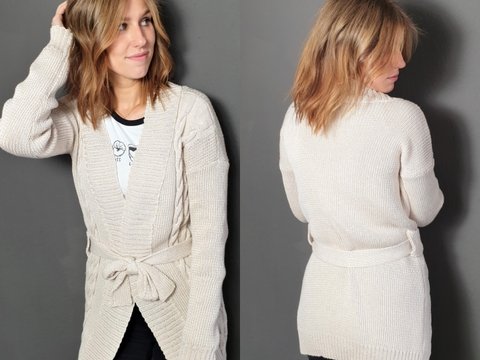 187 Strickanleitung Cardigan Strickjacke Rippen Zopf