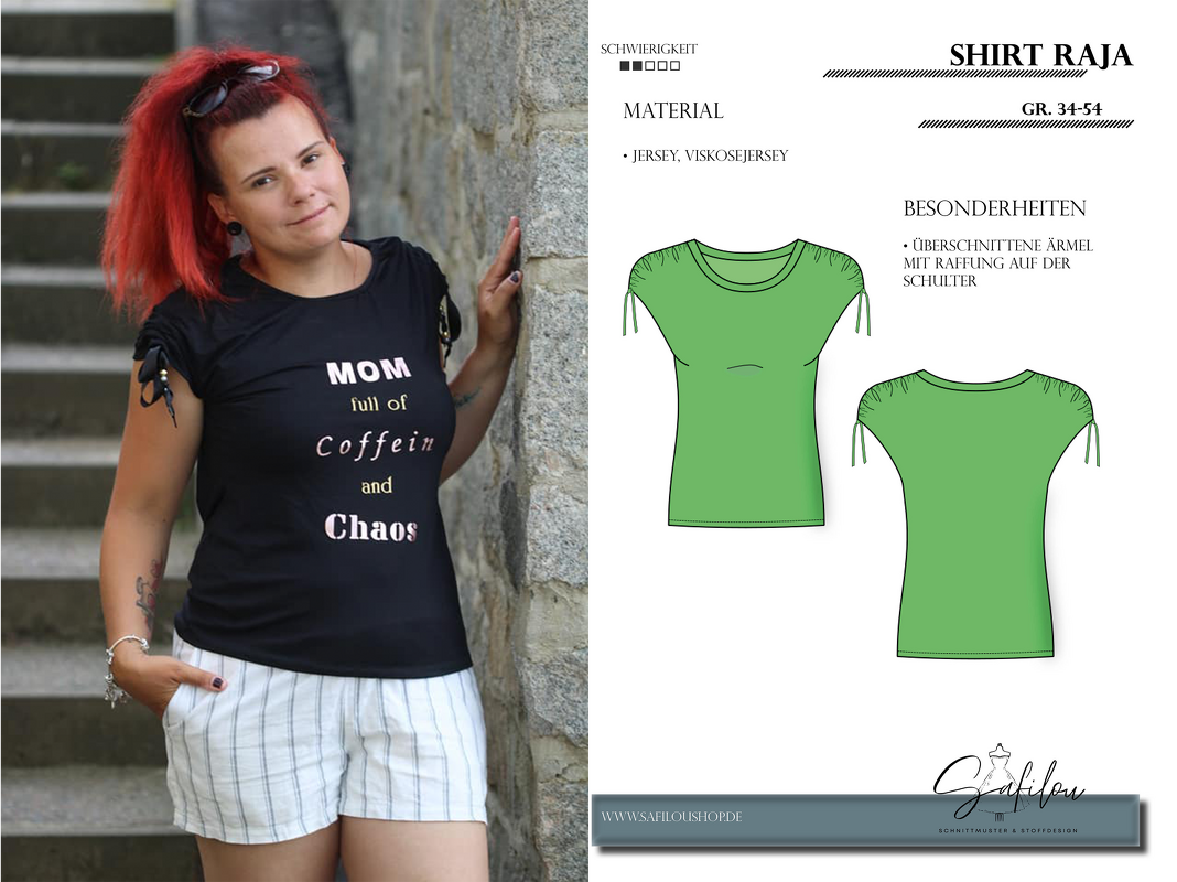 Raja Shirt Schnittmuster – PDF-Größen 34-50 | Trendig &amp; Angenehm |