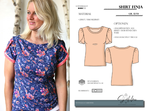 Schnittmuster für Shirt Finja – PDF-Größen 34-50 | Anpassungsfähig
