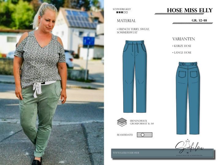 "Schnittmuster Miss Elly Hose – PDF-Schnittmuster in Gr. 32-48