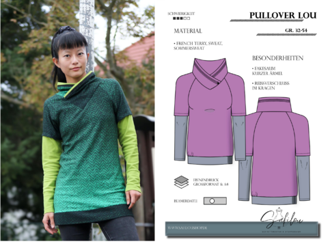 Schnittmuster Pullover Lou – PDF-Größen 34-50 | Anpassbarer Lagen-Look |