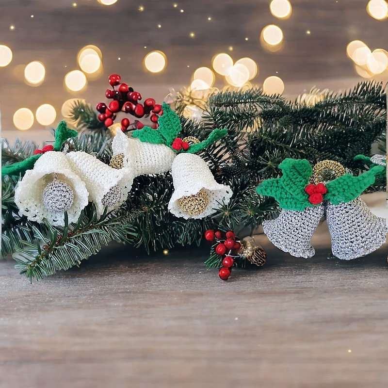 Weihnachtsglocken mit Stechpalme - Einfache Häkelanleitung für Anfänger - Bild 5