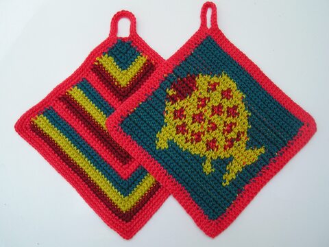 Häkelanleitung Topflappen "Plattfisch"