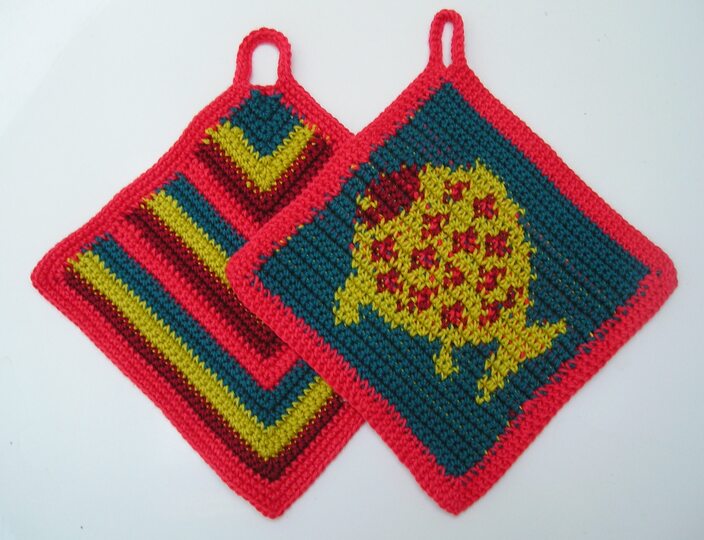 Häkelanleitung Topflappen "Plattfisch"