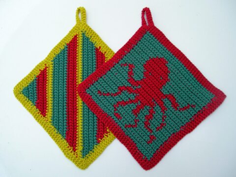 Häkelanleitung Topflappen "Krake"