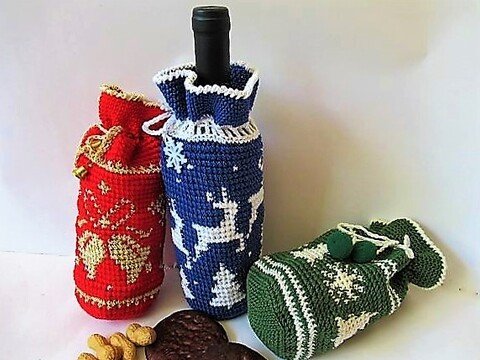 Häkelanleitung 3 weihnachtliche Geschenksäckchen