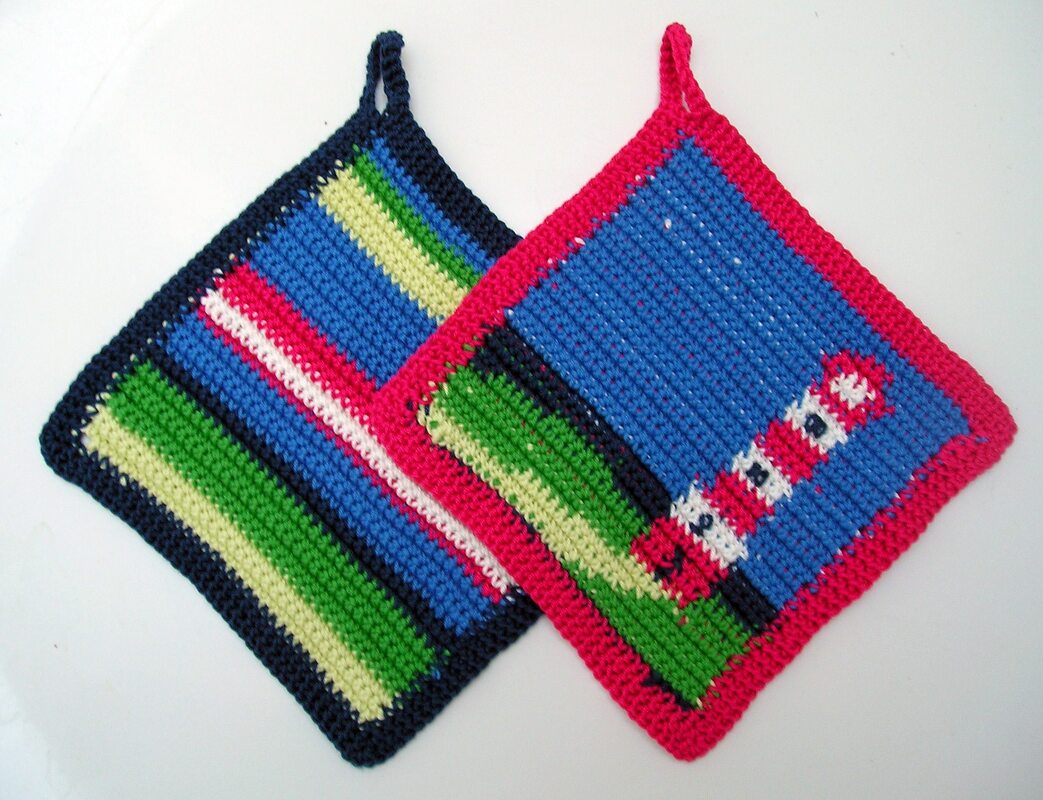 Häkelanleitung Topflappen "Leuchtturm"