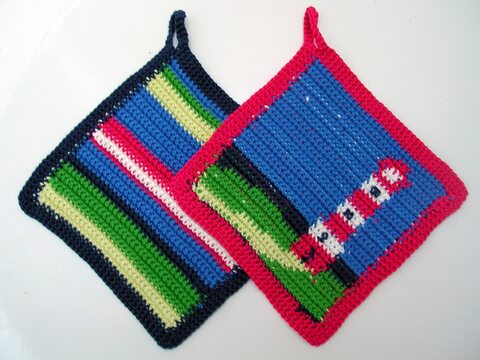 Häkelanleitung Topflappen "Leuchtturm"