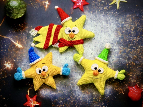 Funny Christmas Star Trio - Crochet Pattern