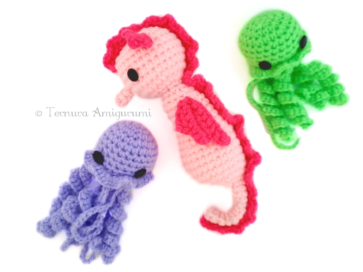 Häkelanleitung Qualle + Seepferdchen PDF