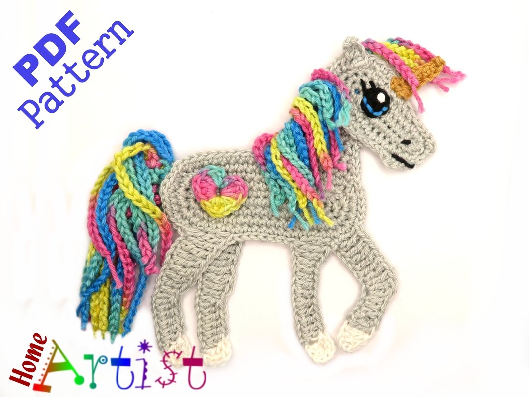 Applikation Crochet Pattern Horse Unicorn applique - Image 2