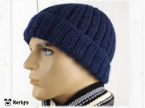 Strickanleitung Herrenmütze "Feinripp Alpaka"