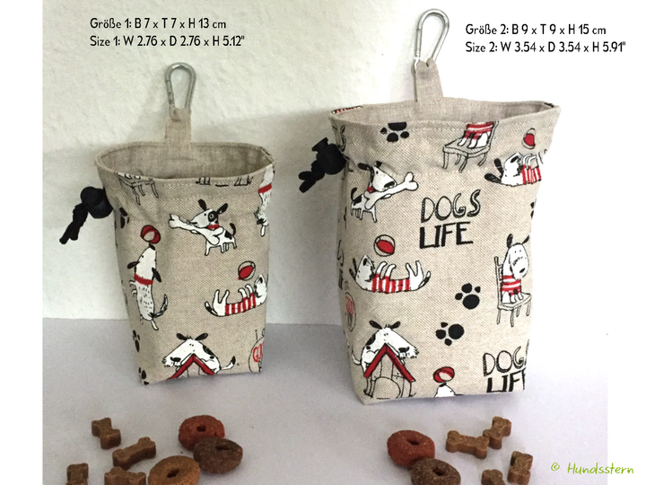 MINOU V2 Leckerlibeutel, 2 Fächer, 2 Größen. Nähanleitung+Schnitt