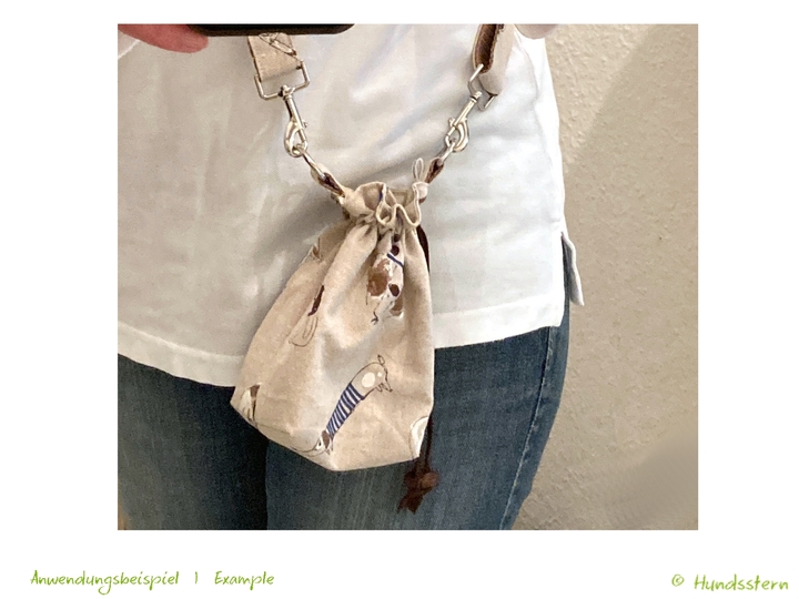 MINOU V2 treat pouch, with lining, 2 sizes, 2 compartments. Pattern