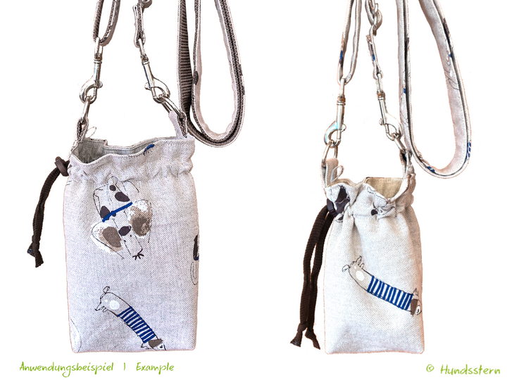 MINOU V2 treat pouch, with lining, 2 sizes, 2 compartments. Pattern