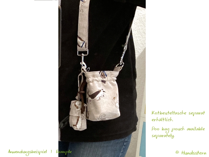 MINOU V2 treat pouch, with lining, 2 sizes, 2 compartments. Pattern