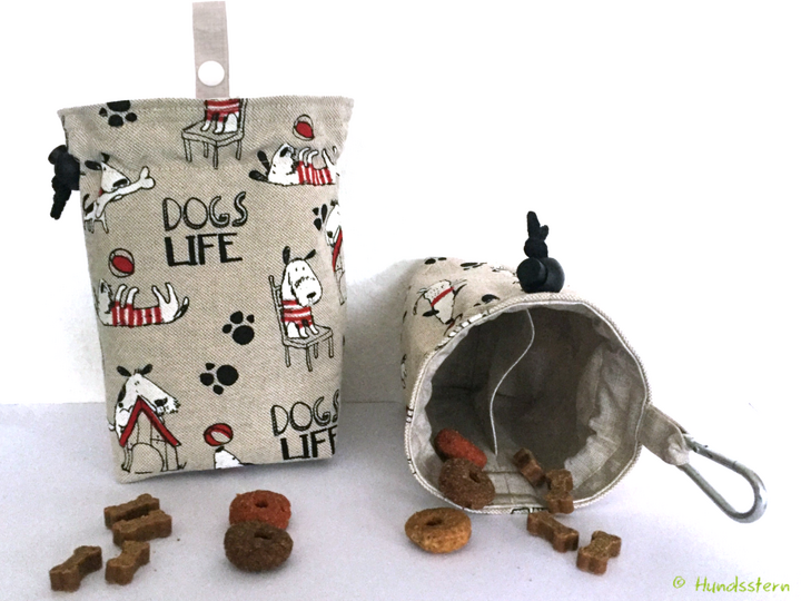MINOU V2 treat pouch, with lining, 2 sizes, 2 compartments. Pattern