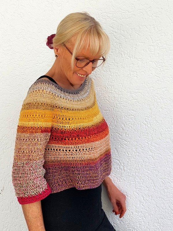 Häkelanleitung Pullover, Shirt mit Rundpasse, Herbstlicher Begleiter - Bild 4